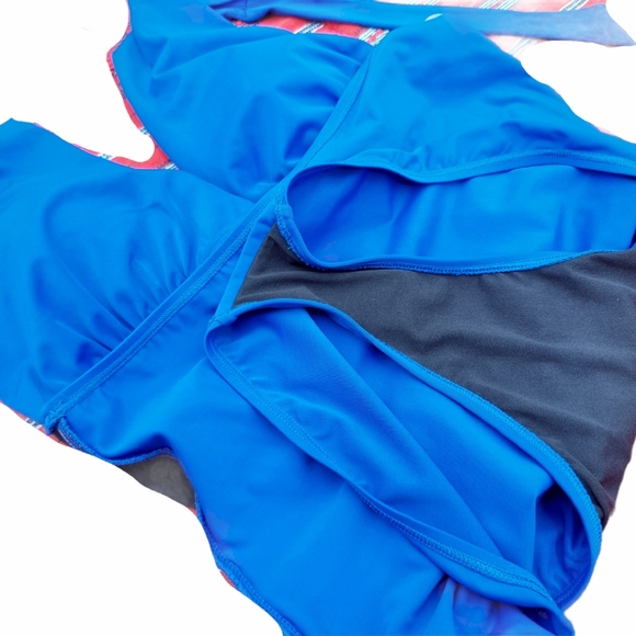 Blue Halter One Piece Bathing Suit - Picture 6 of 7